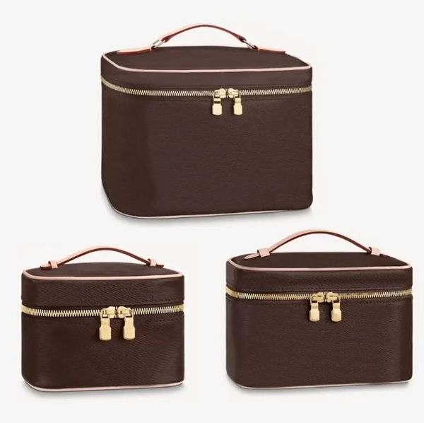 

ral Printed Cosmetic Bag Handbag Leather Zipper Shoulder Classic Fashion Bags, Beige