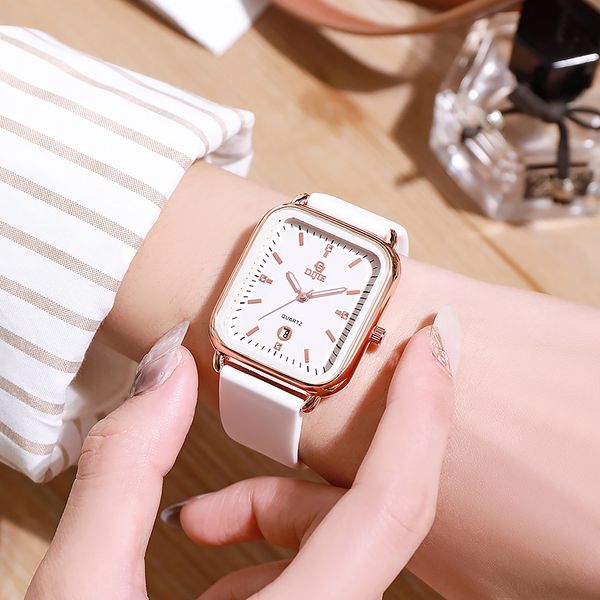 

New square minimalist student pointer high-value small luxury personality calendar waterproof leisure boutique men and women quartz watches, Black