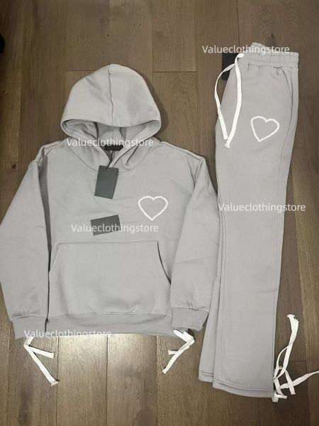 

10A Mens Tracksuits Sportswear Set 100%Cotton Winter Embroidery shooter warm women Y2k hoodies Designer long sleeve hoody pullover with pants Hight Quality, Black pants red line