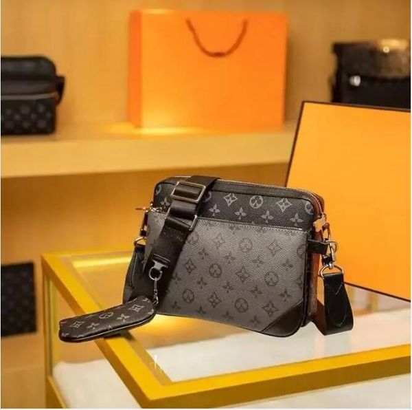 

TOP Women Men TRIO Messenger Bags Designer Handbags Leather Briefcases Shoulder Backpack Sport Male Cross Body Purse Man's Bag 82544256, 15#