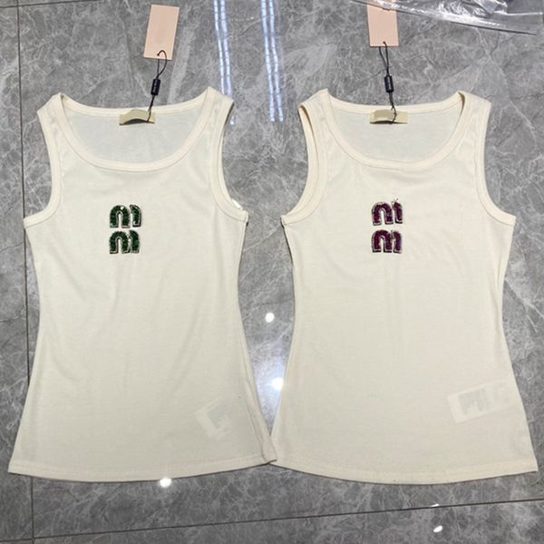 

womens tanks top multu 25 new styles designer tank top women designer luxury vest sleeveless cotton knitted sleeveless Academic style pearl decoration, Pink