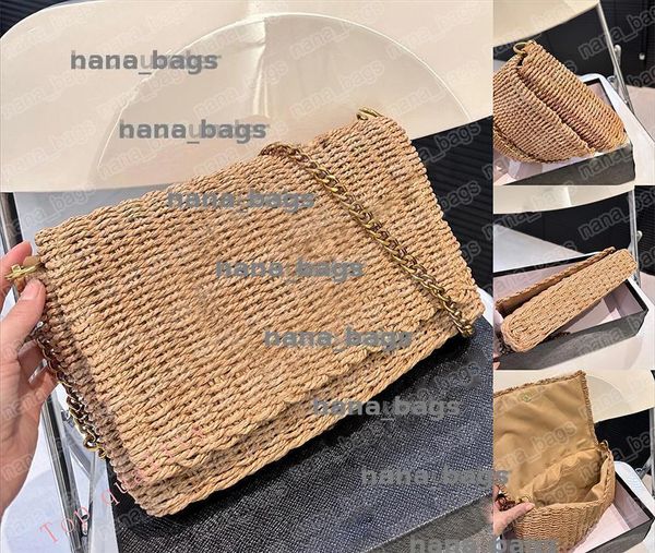 

Women Raffia Handbag Designer Shoulder Bag Luxury Woven Straw Camera Crossbody Bags Purse Grass Handbags Summer Beach Flap Cross Body Wallet 243291BF, Brown