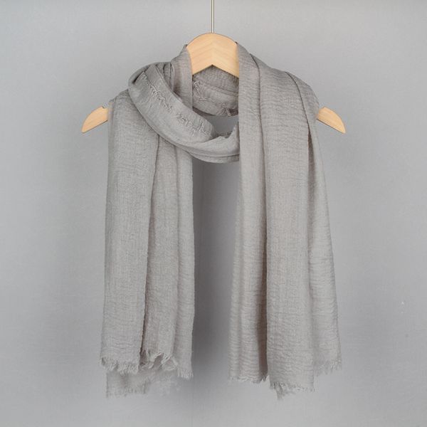 

10862 Cotton and linen scarf women's single color and linen bubble scarf