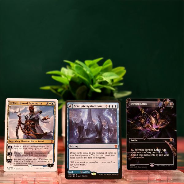collectible card game Suitable for both adults and children mtg map Commander deck Magic Gathering Jeweled Lotus Sea Gate Restoration Teferi Hero Dominaria