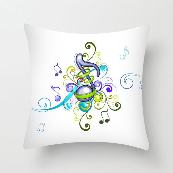 Pillowcase Cartoon Musical Notes Peach Skin Cushion Covers 18X18 Customize Pillow Case