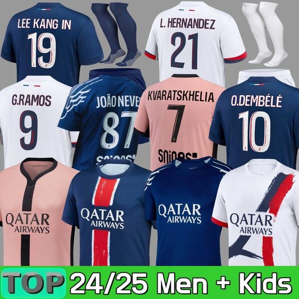 

24/25 Maillot MBAPPE O.DEMBELE 4th Soccer Jerseys G.RAMOS men Kids Kit fan Player Version 2024 2025 Paris Football Shirt HAKIMI FABIAN VITINHA SERGIO ZAIRE EMERY, Black