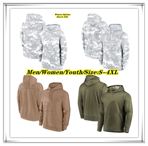 

Men Women Youth Arctic Camo 2024 Salute To Service Football Pullover Hoodie Army Green Brown Hoodies Sweatshirts Size S-4XL, 2024 white style