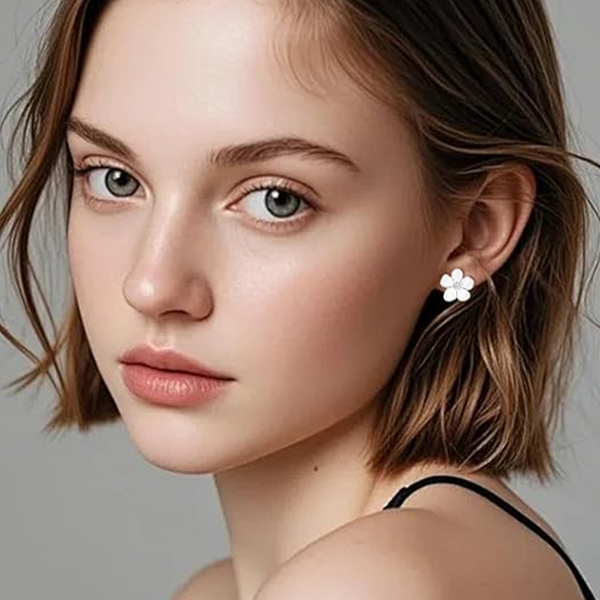 10Pairs Clip on Stud Earrings Non Pierced Round CZ Pearl Twist Knot Flower Butterfly Heart Rainbow Opal Clip on Earrings for Women Silver Tone