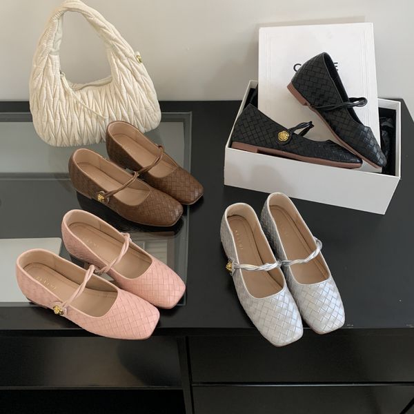 

Fashionable Outdoor European And American Flat Women's Designer French Retro Woven Square For Women Classic Fashion Casual Hidden Wedge Dance Shoes, Silver