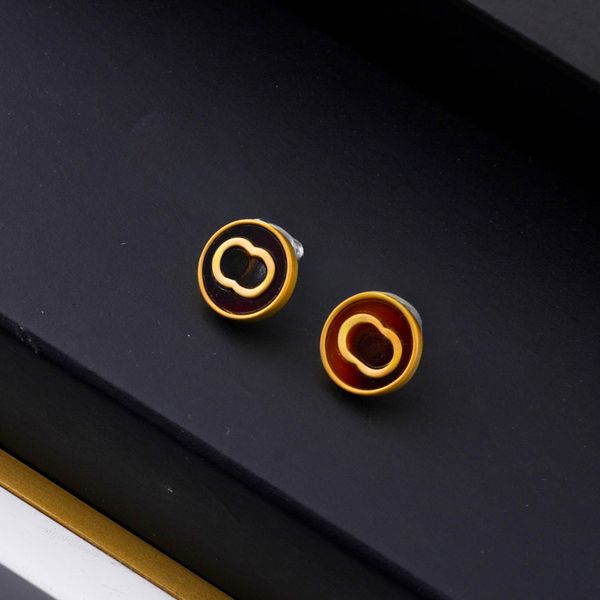 

Never Fading Round Designer Ear Stud Earrings Pearl Real Gold Brass Copper Stamp Letter Earring Fashion Womens Elegance Wedding Party Jewelry Accessories F83