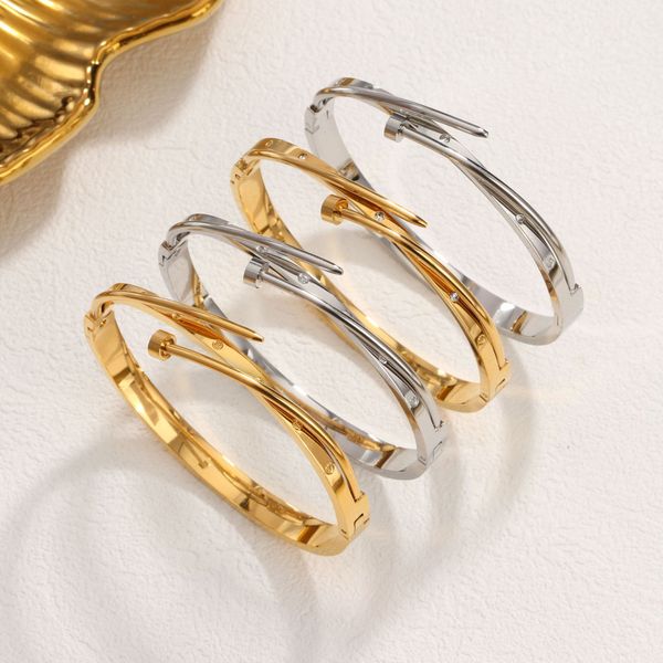 

Stainless steel bracelet spot wholesale factory direct sales nail bracelet simple and fashionable versatile women's bracelet high-end feel