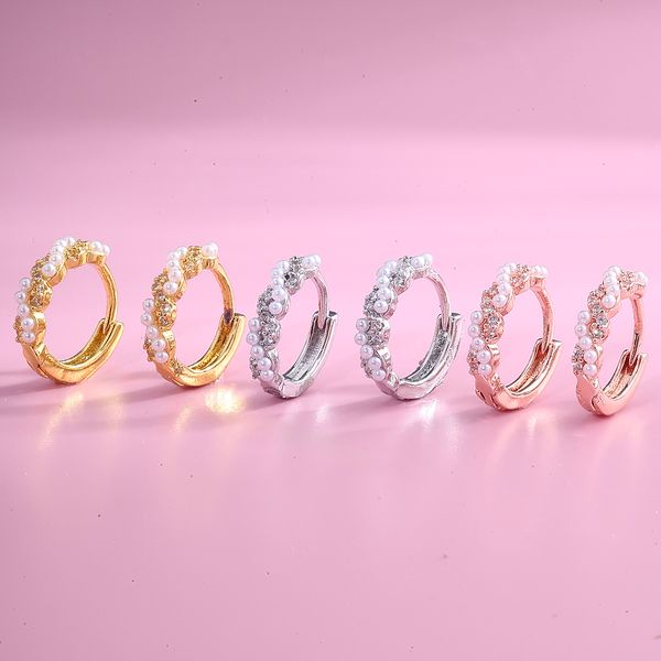 Copper set zircon four leaf clover irregular earrings Fried Dough Twists earrings