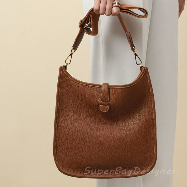 

VIP Full handmade stitching Cross body shoulder bag High-end quality Beeswax thread sewing 18k gold Designer togo soft Leather Soft 29cm mini 18cm, Yellow