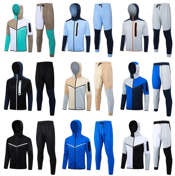 

Mens Two Piece Training Kit Soccer Style Jogging Suit Hoodie and Pants Casual Tracksuit Sweat Set Designer Sportswear for Gym and Street Fashion Asian size, Beige