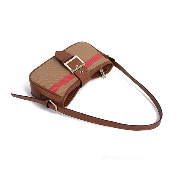 

2025 Women's Bags Fashionable Simple Color - Blocked Shoulder Bags Hand - Carried Bags European and American Retro Square - Buckle French - Stick - Shaped Bags, Brown