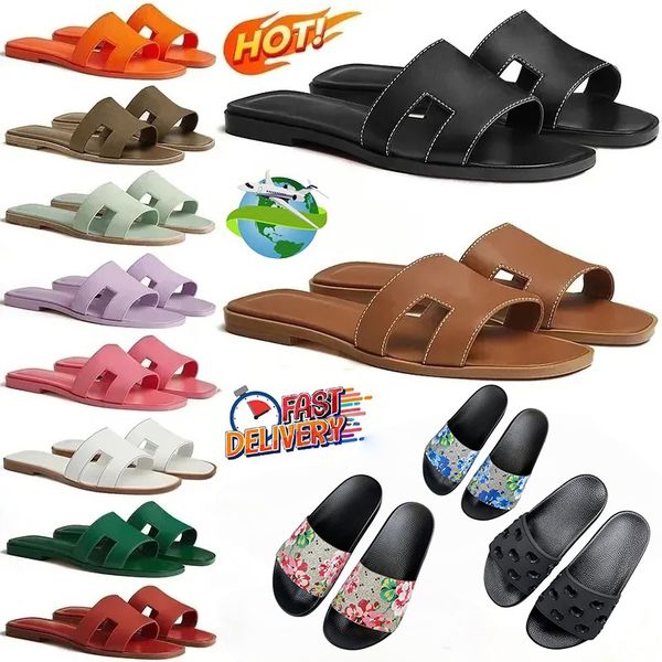 

designer women slippers sandals flat slides sliders summer beach sandal womens lady slide black brown leather with box 36-45, Sky blue