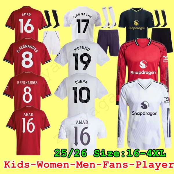 

25 26 CUNHA Soccer Jerseys AMAD MAINOO GARNACHO HOJLUND B.FERNANDES Football shirt Women Men Kids kit CASEMIRO DE LIGT MBEUMO Home Away 3rd Long Sleeve jersey, Player 2