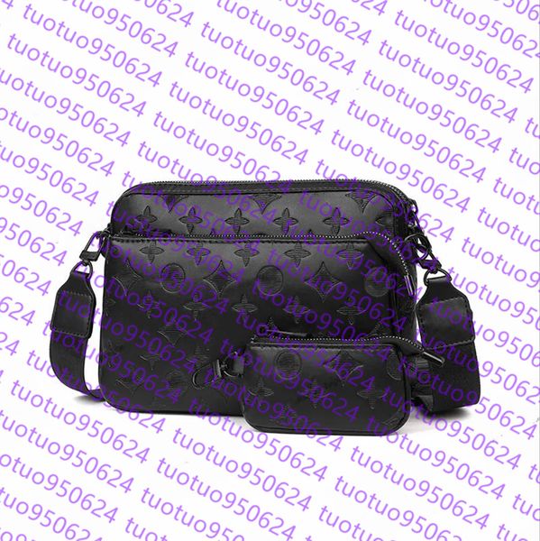 

2025 2024 Designer bags men 3pcs Trio Leather Black Flowers Messenger Purse Crossbody Bags Shopping Bag Plain Shoulder Handbags Women Wallets purse bag, Gold