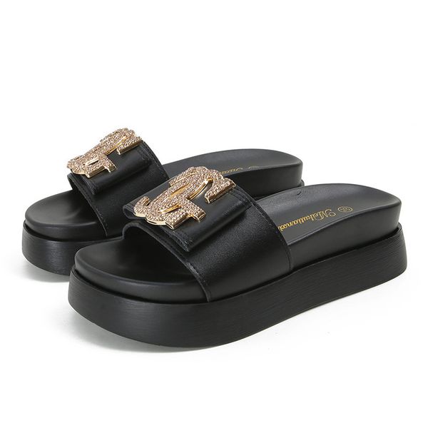 Luxury Designer Sandals Genuine Leather Women's Summer Sandals 2025 New Fashion Versatile Trendy Ins Style Thick Platform Beach Sandals