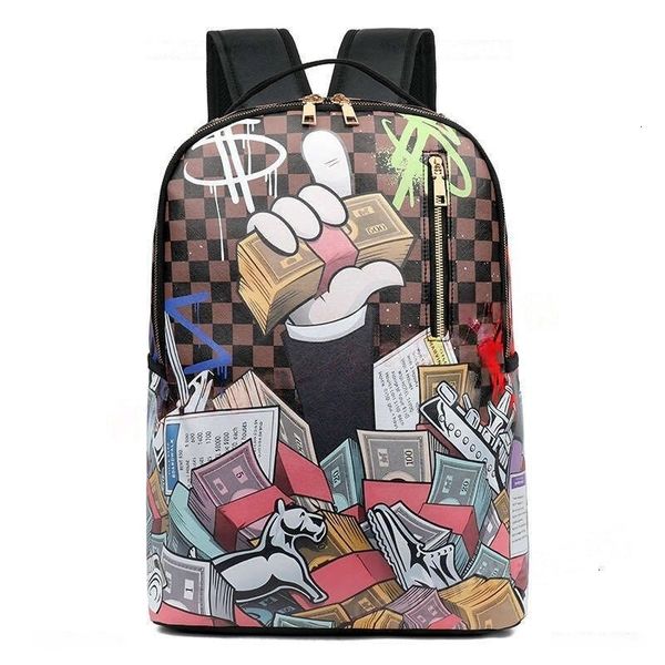 

2025 NO brand DIY spraygrounds Fashion spray street backpack top quality graffiti shark schoolbag large capacity outdoor travel designer bag gift, Style seven