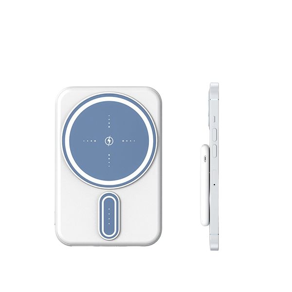 Amazon-Style Mini Magnetic Wireless Charging Power Bank 5000mAh - Compact and Portable, Customizable with Printed Patterns, Ideal for Phones Headphones Outdoor Trips
