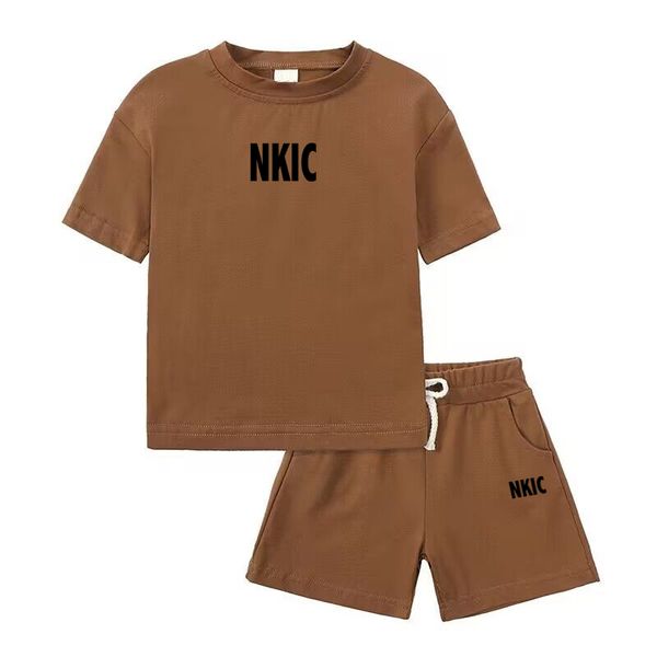 Children's Set Summer Short Sleeved Two-piece Sportswear for Boys Casual and Loose Outdoor letter Printed Children's Brand Clothing 1-15 Years