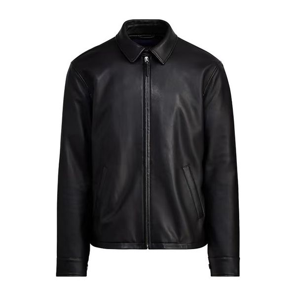 

Mens Designer Utility Jacket with Small Horse Logo Classic Workwear Style Zip Up Khaki Coat Lapel Collar Lightweight Comfortable Outerwear Leather Inspired Look, R03-navy