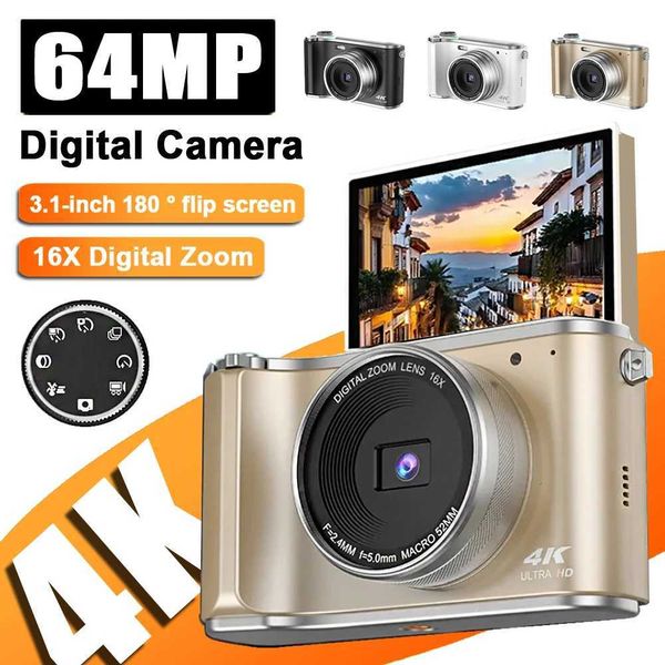 64MP Digital Camera 4K Compact Camera 180. 16X Digital Photography Selfie Camera Vlog Video Recorder for YouTube Ins with Flip Screen Z250804
