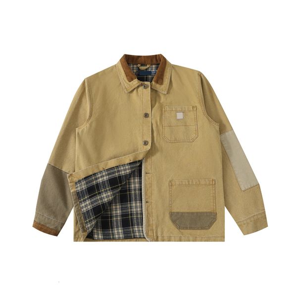 

Small Horse Embroidered Mens Jacket Lightweight Comfortable Fit Vintage Workwear Designer Coat Khaki Lapel Classic British Style Zip Up Unisex Casual Outerwear, R01-black