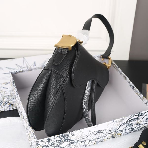 

Bags designer bag saddle bag handbag genuine leather cowhide flip cover heaven and earth cover good looking and durable fashion versatile shoulder crossbody saddle, Black
