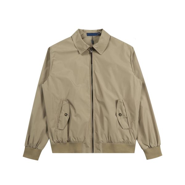 

Classic Khaki Workwear Jacket for Men Small Horse Embroidery Zip Up British Style Vintage Coat Lightweight Comfortable Fit Fashionable Outerwear Unisex Design, R01-black