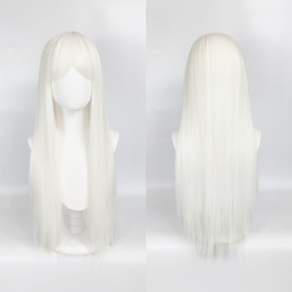 Japanese style long straight hair with air bangs face-framing wig, fashionable cosplay full headpiece
