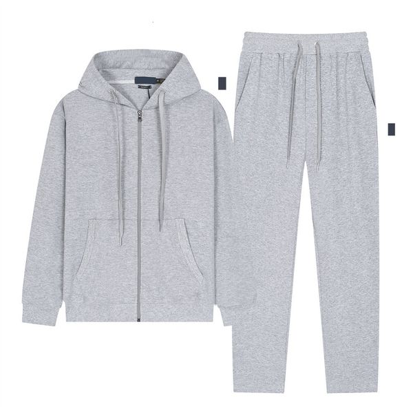 

Mens Tech Fleece Tracksuit Hoodie Small Horse Sweatshirt and Pants Set Kangaroo Pocket Zip Up Jacket Casual Couple Wear Asian Size, 610-white pant