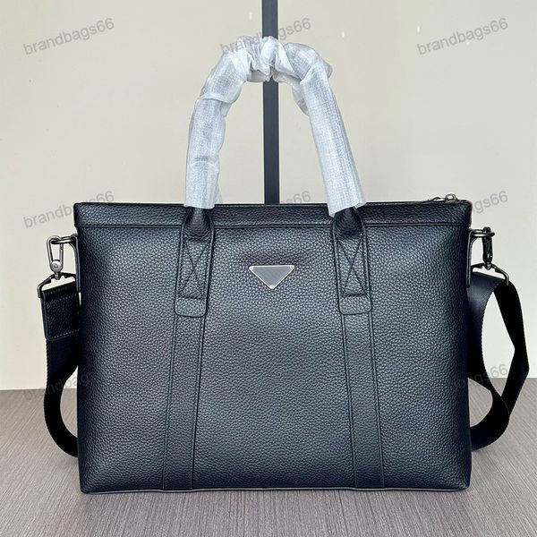 

Luxury top-level briefcase designer bag made of calf leather with lychee pattern high-end travel portable large capacity soft and wear-resistant compartments, A1