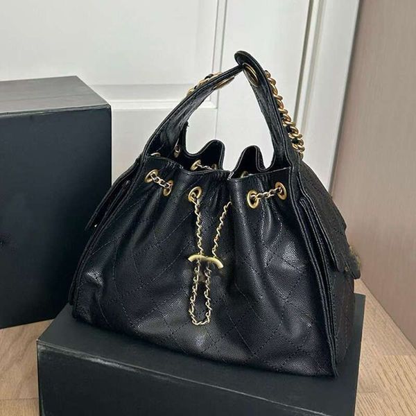 

Designer Bags Tote Bags Shoulder Bags Drawstring Chain Hobo Bucket Bag with 2 Pocket Fashion Real Leather Yellow Mint Green Handbags Totes, White