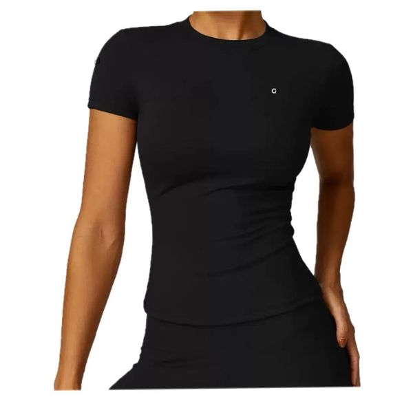

Women Yoga Shirt Tops Cew Neck Fintness Short Sleeve Crop Top T Shirt Skinfriendly Workout Summer Top Women Women Gym T-Shirt, Khaki