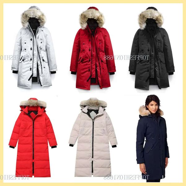 

pufferjacke Designer Down Jacket Women Canadian Parker Jacket Embroidery Letters coyote fur winter thickened long hooded puffer jacket goosesscoat waterproof, Colour 05(1)