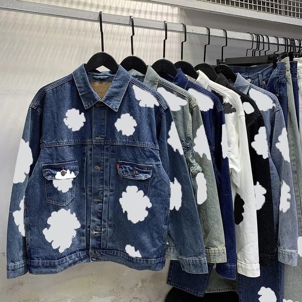 

Designer Man Tracksuits Cotton print denim jacket for both men and women high street washed denim suit, T14