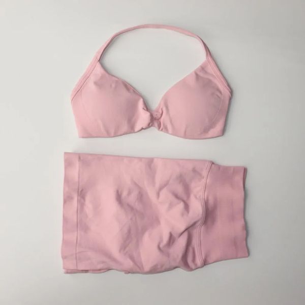 

2 Piece Yoga Sports Bra High Waist Workout Scrunch Shorts Impact Gym Set Women Strappy Sports Suit Fitness Clothes Seamless Yoga Set Backless Tops Outfit, Suit 6