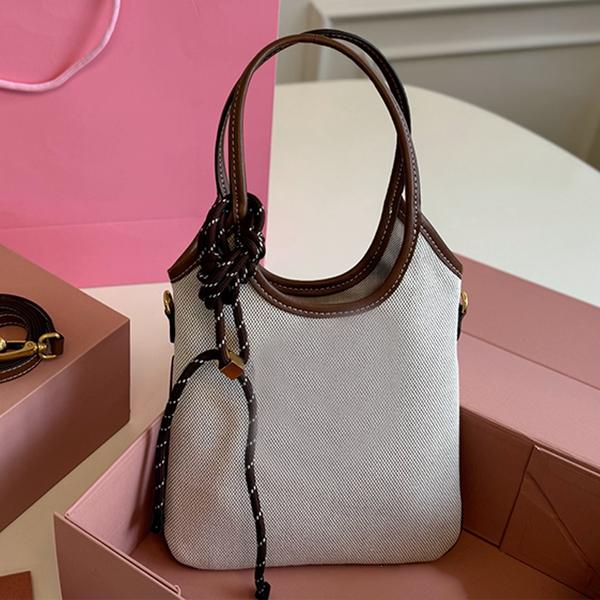 

Mirror Retro mini canvas tote fashionable commuter designer women's shoulder high-end handbag practical crossbody large capacity shopping bag, Ivory