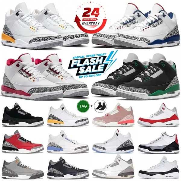 

Basketball Shoes 3 For Men Womens 3s Sneakers black cement grey white green red lvory fear pack shoe midnight navy mens trainers sports sneakers, Beige