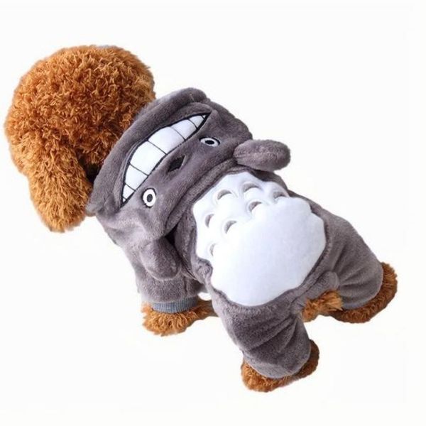 

Soft Warm Dog Apparel Coat Pet Costume Fleece Clothing For Dogs Puppy Cartoon Winter Hooded Jacket Autumn Clothes XS-XXL Free shipping, Gray