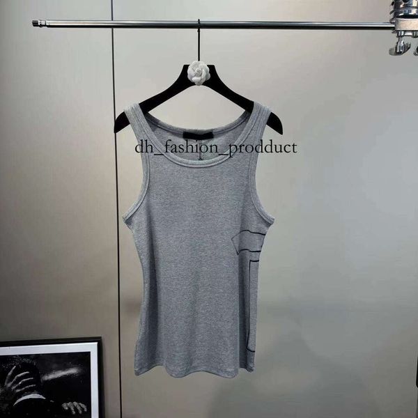 

2025 Round Neck Sleeveless Color Blocked Sanskrit Letter Pattern chrome vest Women's Camisole Vest Designer Spicy Girl Style Tight Tank Top Designer Vest 918, Grey