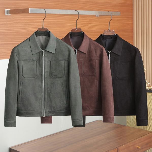 

Designer Jacket 25 new suede classic letter embossed environmentally friendly leather lapel jacket, L7