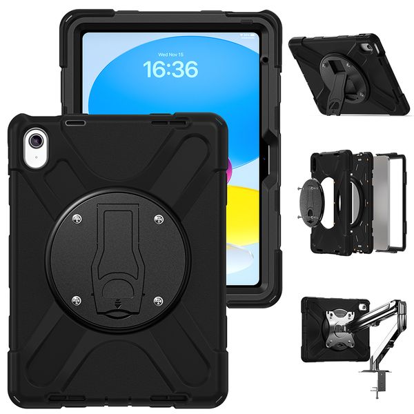 Case for iPad (A16) 11th/10th Generation 11''/10.9'' 2025/2022 - Heavy Duty Shockproof Cover, 360Β° Rotating Disk Kickstand Live Broadcast, Screen Protector, Shoulder