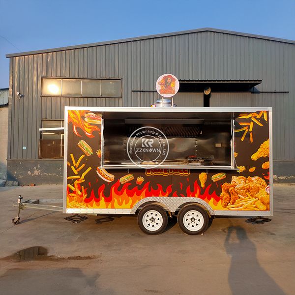 

Custom Street Ice Cream Cart Outdoor Mobile Food Trailer Concession Coffee Cold Drink Kiosk Food Truck Trailer With Kitchen