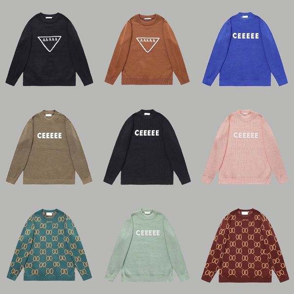 

Men' Sweaters Designer Letter embroidery round neck knitted sweater loose casual top for men and women, White