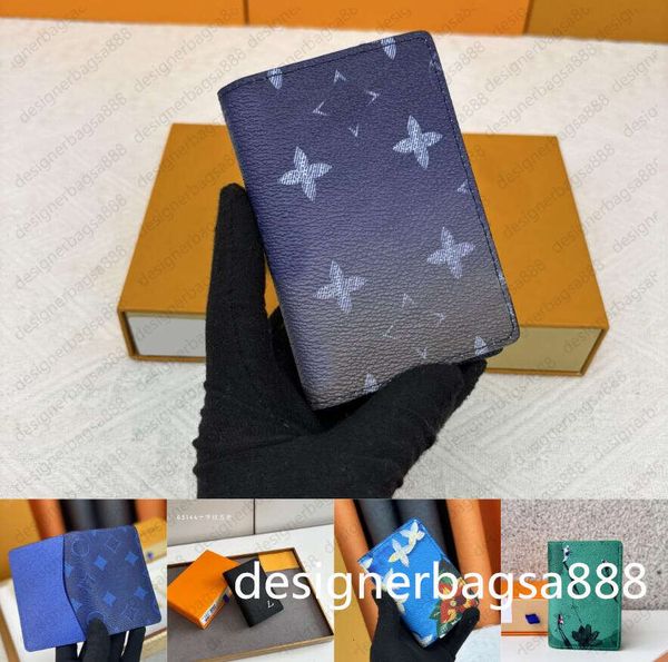 High-quality Designer Multiple Wallet POCKET ORGANIZER leather card holders purse flower letters credit short money clutch bags Golf wallet Takashi MURAKAMI