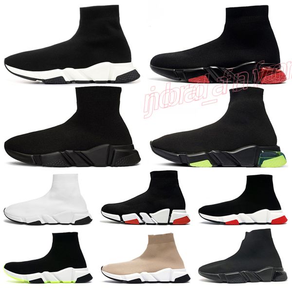 

Fashion Shoes Designer Platform Men Speed Clear Trainer Sneaker Sock Shoe Womens Sneakers Plate-Forme Trainers Size 46, White