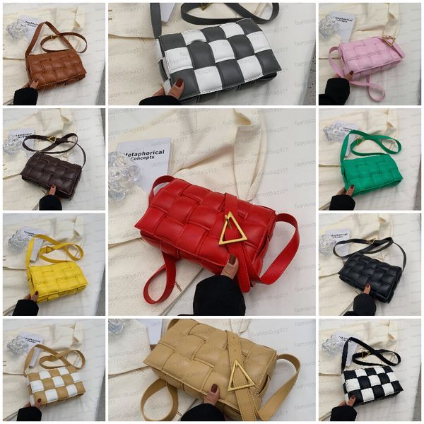 

Women Plaid Tartan bags Designer bags Luxury Bag casual shouder bag intrecciato bag Handbags Leather Woven Cross Body bags sac de luxe leather small square bag, Color14